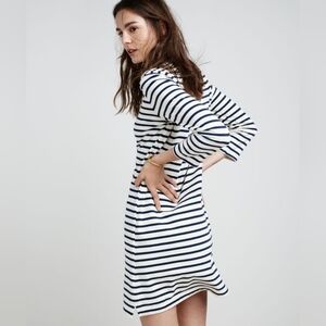 Saint James Striped Nautical Coastal Casual Cotton Knee Length Dress Size US 4